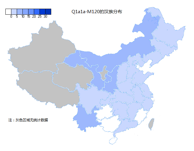 圖5 Q1a1a-M120漢族各省分佈